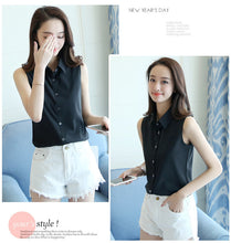 Load image into Gallery viewer, New Turn Down Collar Blouse Sleeveless