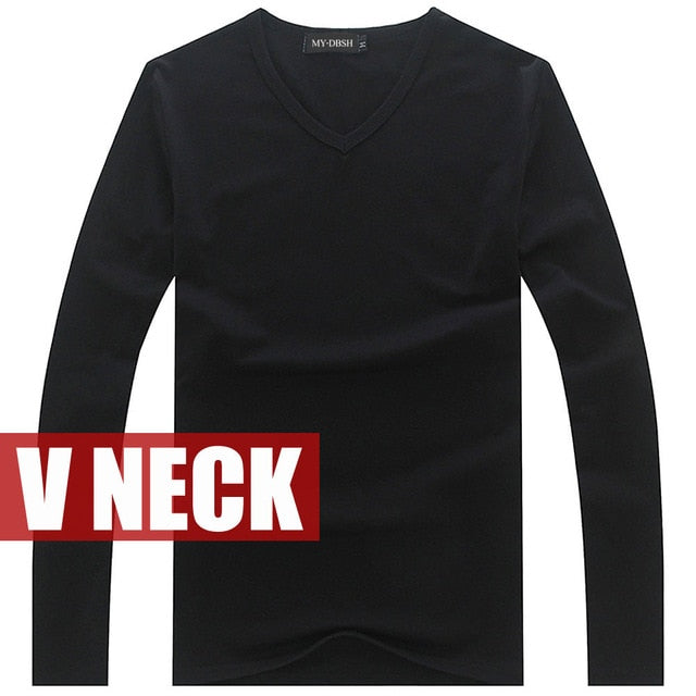 high-elastic cotton t-shirts men's long sleeve