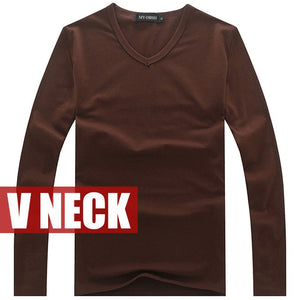 high-elastic cotton t-shirts men's long sleeve