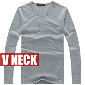 high-elastic cotton t-shirts men's long sleeve