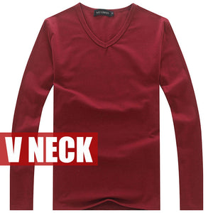 high-elastic cotton t-shirts men's long sleeve