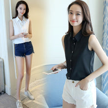 Load image into Gallery viewer, New Turn Down Collar Blouse Sleeveless