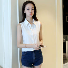 Load image into Gallery viewer, New Turn Down Collar Blouse Sleeveless