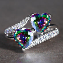 Load image into Gallery viewer, Double Heart Rainbow Ring