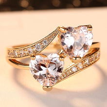 Load image into Gallery viewer, Double Heart Rainbow Ring