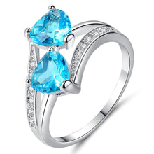 Load image into Gallery viewer, Double Heart Rainbow Ring