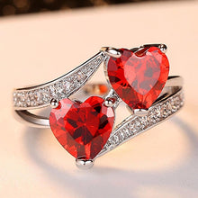 Load image into Gallery viewer, Double Heart Rainbow Ring