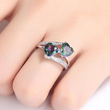 Load image into Gallery viewer, Double Heart Rainbow Ring