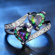 Load image into Gallery viewer, Double Heart Rainbow Ring