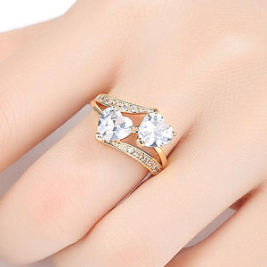 Double Heart Rainbow Ring