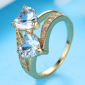 Double Heart Rainbow Ring