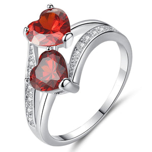 Double Heart Rainbow Ring