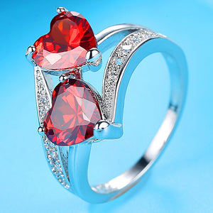 Double Heart Rainbow Ring