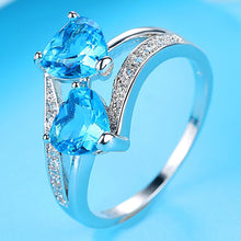 Load image into Gallery viewer, Double Heart Rainbow Ring