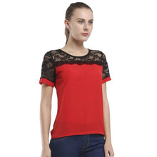 Load image into Gallery viewer, Lace Chiffon Blouse Pink/Red