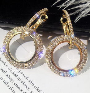 New Crystal Earrings Round Gold And Silver Earring